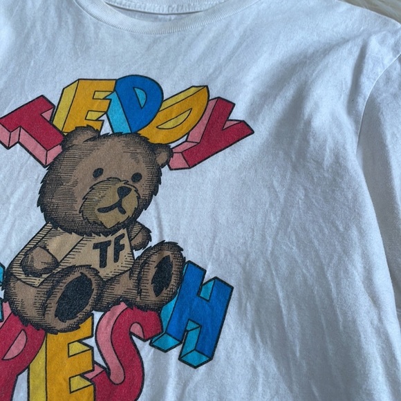 Teddy Fresh merch white crew neck teddy t shirt short sleeve sz S cotton stained - Picture 3 of 16